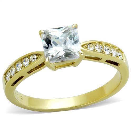 Gold Rings for Women Anillo Para Mujer Stainless Steel Ring with AAA Grade CZ in Clear Civita - Jewelry Store by Erik Rayo