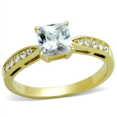 Gold Womens Ring Anillo Para Mujer Stainless Steel Ring with AAA Grade CZ in Clear Civita - Jewelry Store by Erik Rayo