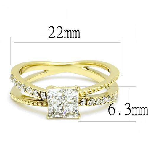 Gold Rings for Women Anillo Para Mujer Stainless Steel Ring with AAA Grade CZ in Clear - Jewelry Store by Erik Rayo