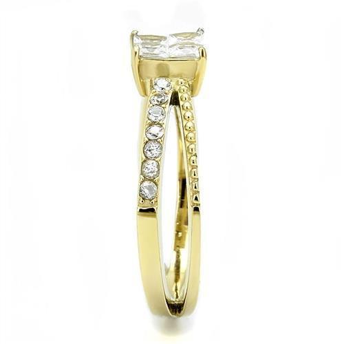 Gold Rings for Women Anillo Para Mujer Stainless Steel Ring with AAA Grade CZ in Clear - Jewelry Store by Erik Rayo