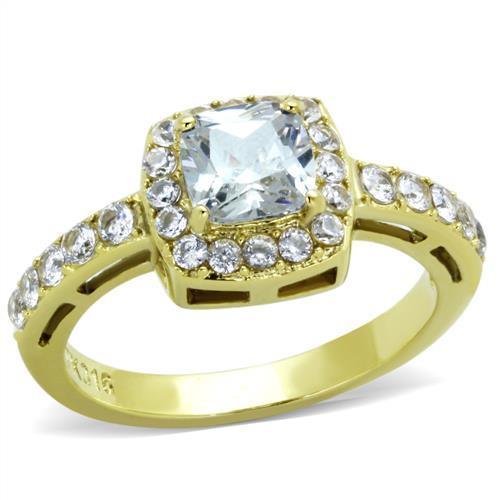 Gold Womens Ring Anillo Para Mujer Stainless Steel Ring with AAA Grade CZ in Clear Ferrara - Jewelry Store by Erik Rayo
