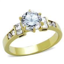 Load image into Gallery viewer, Gold Womens Ring Anillo Para Mujer Stainless Steel Ring with AAA Grade CZ in Clear Forli - Jewelry Store by Erik Rayo
