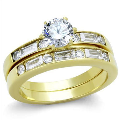 Gold Womens Ring Anillo Para Mujer Stainless Steel Ring with AAA Grade CZ in Clear Lugo - Jewelry Store by Erik Rayo