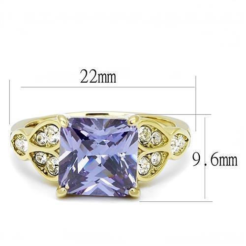 Gold Rings for Women Anillo Para Mujer Stainless Steel Ring with AAA Grade CZ in Light Amethyst - Jewelry Store by Erik Rayo