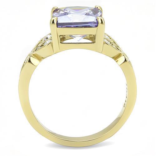 Gold Rings for Women Anillo Para Mujer Stainless Steel Ring with AAA Grade CZ in Light Amethyst - Jewelry Store by Erik Rayo