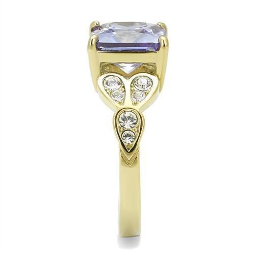 Gold Rings for Women Anillo Para Mujer Stainless Steel Ring with AAA Grade CZ in Light Amethyst - Jewelry Store by Erik Rayo