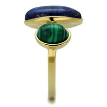 Load image into Gallery viewer, Gold Womens Ring Anillo Para Mujer Stainless Steel Ring with Precious Stone Lapis in Montana - Jewelry Store by Erik Rayo
