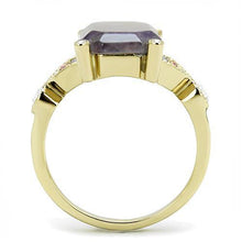 Load image into Gallery viewer, Gold Womens Ring Anillo Para Mujer Stainless Steel Ring with Semi-Precious Amethyst Crystal in Amethyst - Jewelry Store by Erik Rayo
