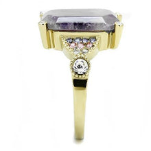 Load image into Gallery viewer, Gold Womens Ring Anillo Para Mujer Stainless Steel Ring with Semi-Precious Amethyst Crystal in Amethyst - Jewelry Store by Erik Rayo
