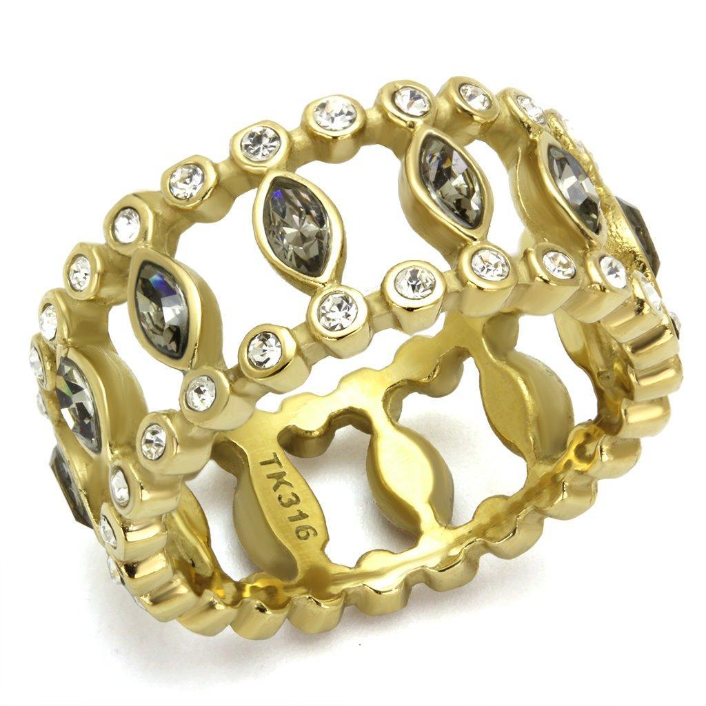 Gold Rings for Women Anillo Para Mujer Stainless Steel Ring with Top Grade Crystal in Black Diamond - Jewelry Store by Erik Rayo