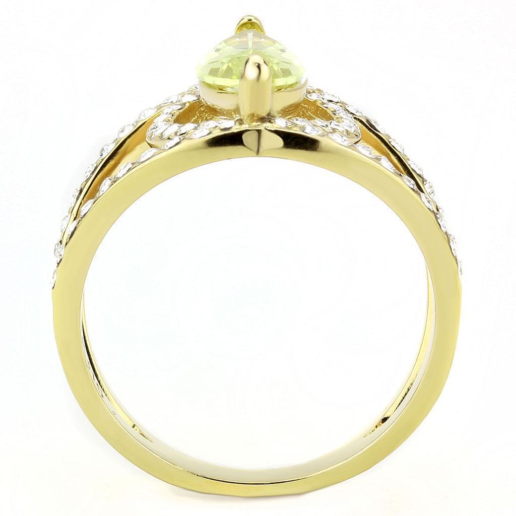 Gold Womens Ring Green Marquise 316L Stainless Steel Anillo Color Oro Para Mujer Acero Inoxidable - Jewelry Store by Erik Rayo