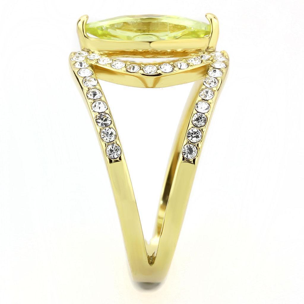 Gold Womens Ring Green Marquise 316L Stainless Steel Anillo Color Oro Para Mujer Acero Inoxidable - Jewelry Store by Erik Rayo