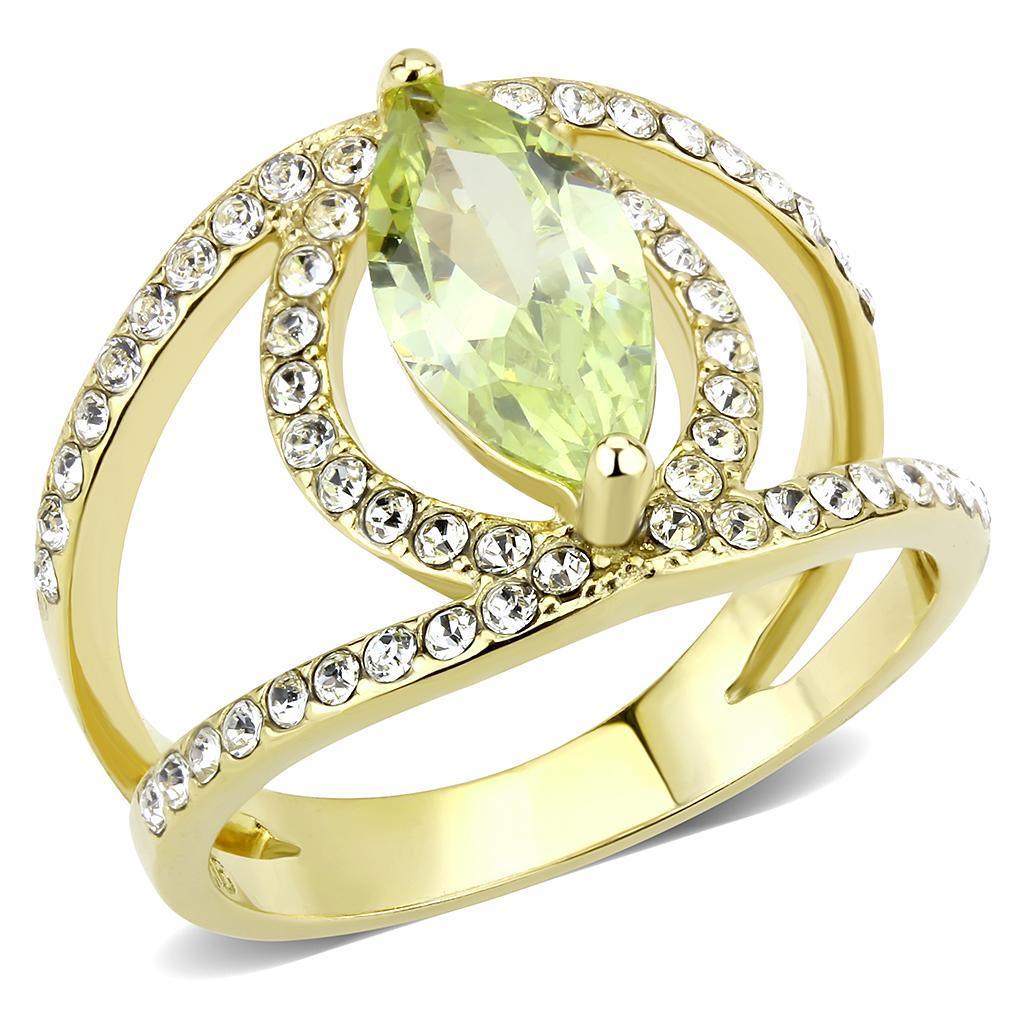 Gold Rings for Women Green Marquise Stainless Steel Anillo Color Oro Para Mujer Acero Inoxidable - Jewelry Store by Erik Rayo