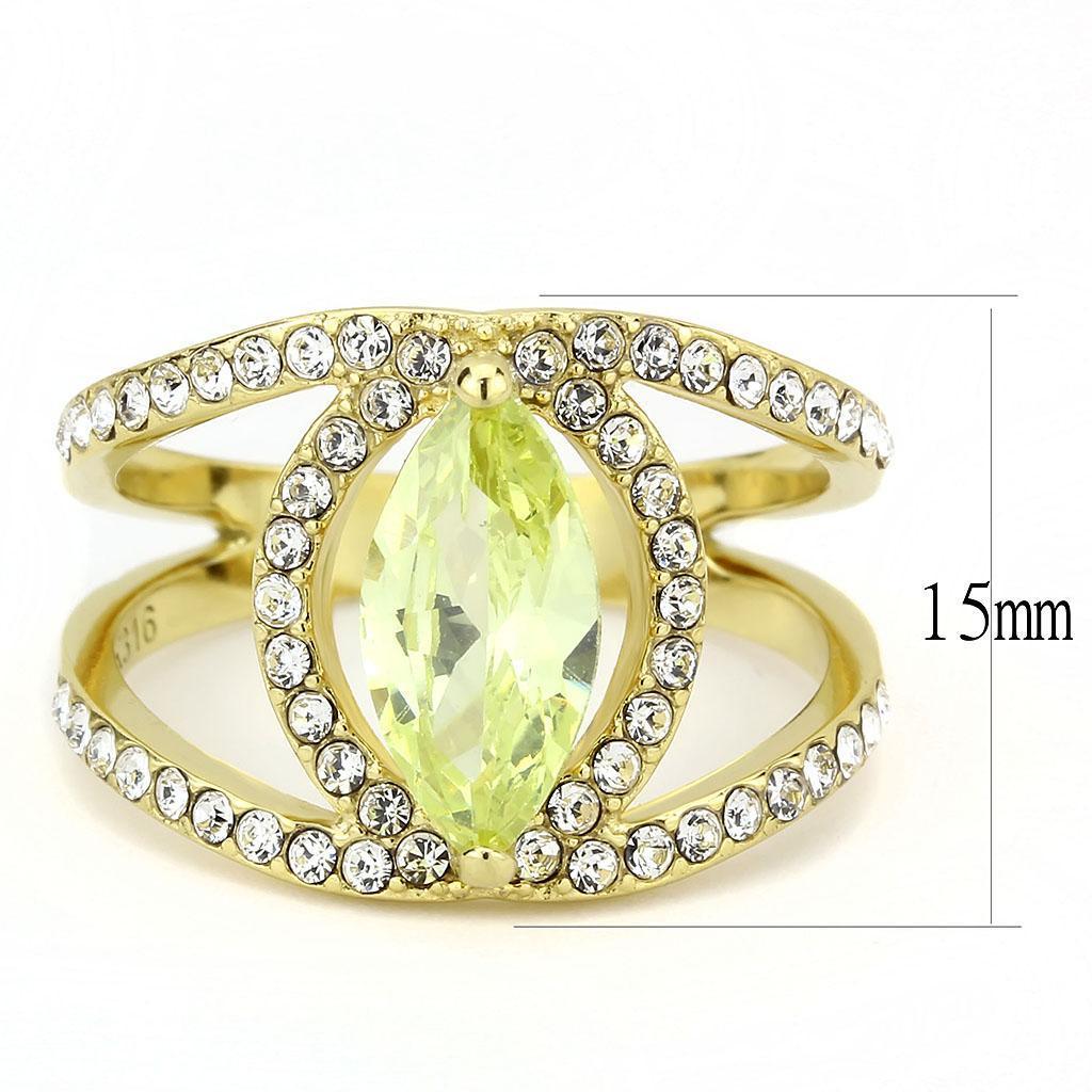 Gold Rings for Women Green Marquise Stainless Steel Anillo Color Oro Para Mujer Acero Inoxidable - Jewelry Store by Erik Rayo