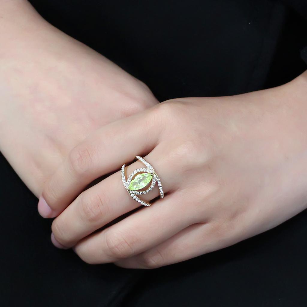 Gold Rings for Women Green Marquise Stainless Steel Anillo Color Oro Para Mujer Acero Inoxidable - Jewelry Store by Erik Rayo