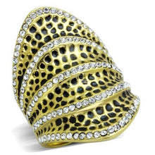 Load image into Gallery viewer, Gold Womens Ring Leopard Anillo Para Mujer y Ninos Unisex Kids 316L Stainless Steel Ring with Top Grade Crystal in Clear Trieste - Jewelry Store by Erik Rayo
