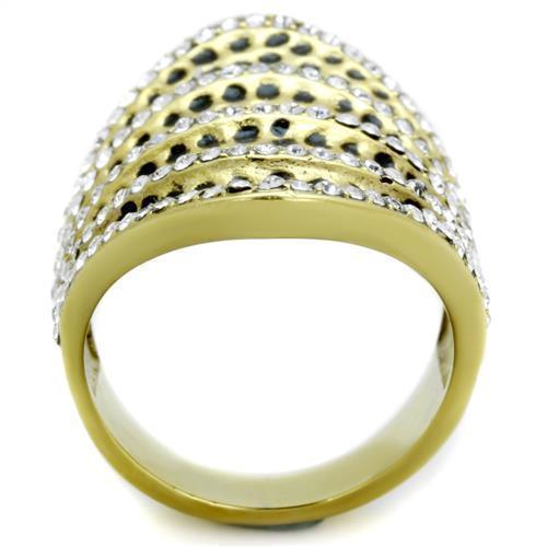 Gold Womens Ring Leopard Anillo Para Mujer 316L Stainless Steel Ring with Top Grade Crystal in Clear Trieste - Jewelry Store by Erik Rayo