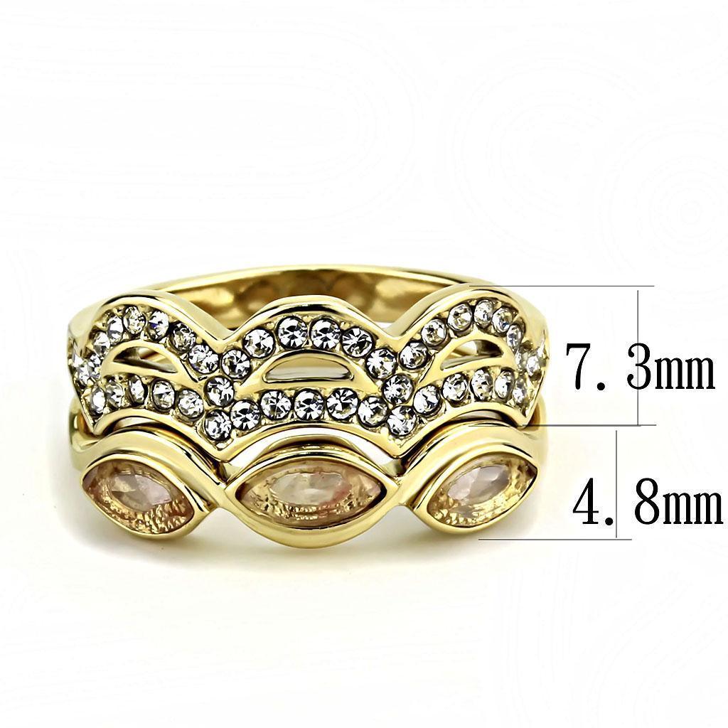Gold Womens Ring Set 316L Stainless Steel Anillo Juego Color Oro Para Mujer Acero Inoxidable - Jewelry Store by Erik Rayo