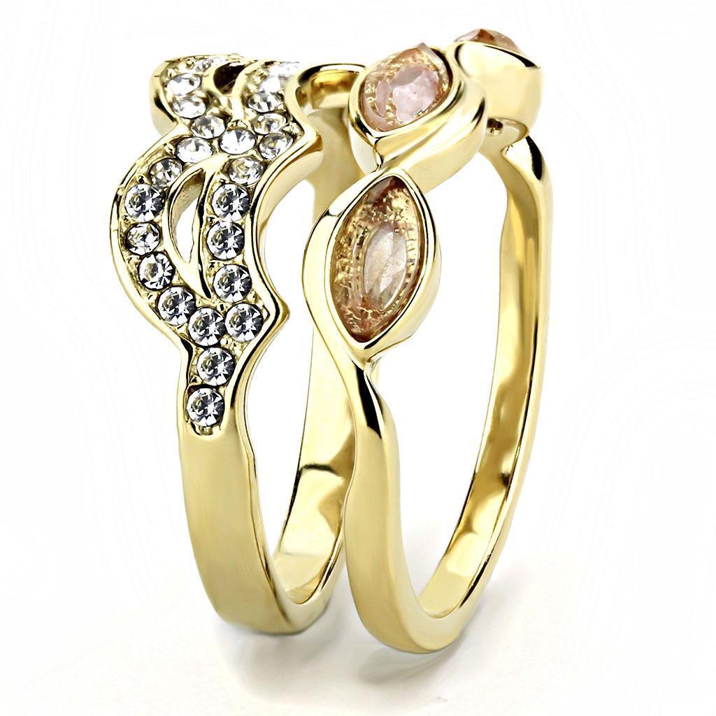 Gold Womens Ring Set 316L Stainless Steel Anillo Juego Color Oro Para Mujer Acero Inoxidable - Jewelry Store by Erik Rayo