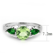 Load image into Gallery viewer, Green Peridot CZ Round &amp; Pair Cut Stainless Steel 3 Stone Cocktail Ring - Jewelry Store by Erik Rayo
