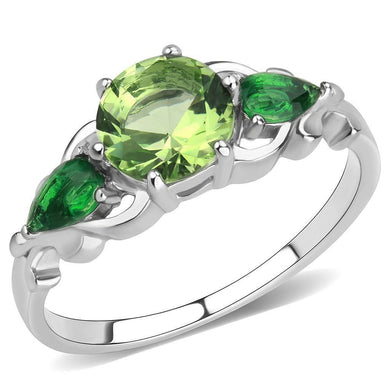 Green Womens Ring Anillo Para Mujer Unisex 316L Stainless Steel Ring with Crystal in Peridot - Jewelry Store by Erik Rayo