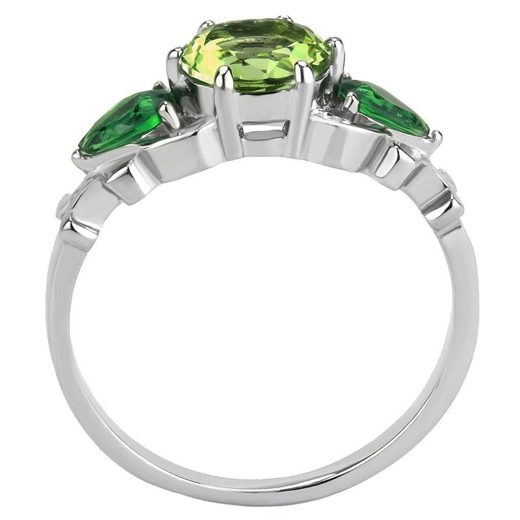 Green Rings for Women Anillo Para Mujer Stainless Steel Ring with Crystal in Peridot - Jewelry Store by Erik Rayo