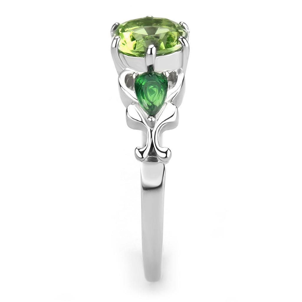 Green Rings for Women Anillo Para Mujer Stainless Steel Ring with Crystal in Peridot - Jewelry Store by Erik Rayo