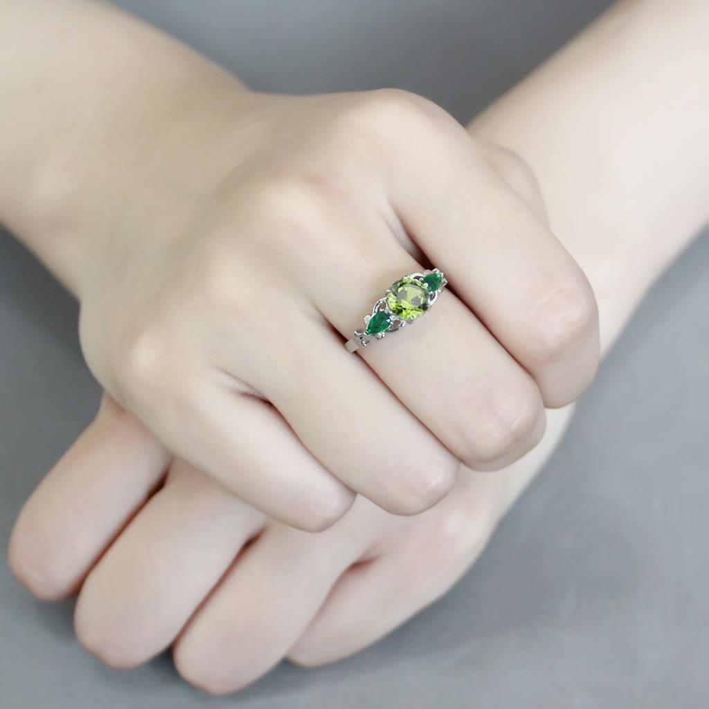 Green Rings for Women Anillo Para Mujer Stainless Steel Ring with Crystal in Peridot - Jewelry Store by Erik Rayo