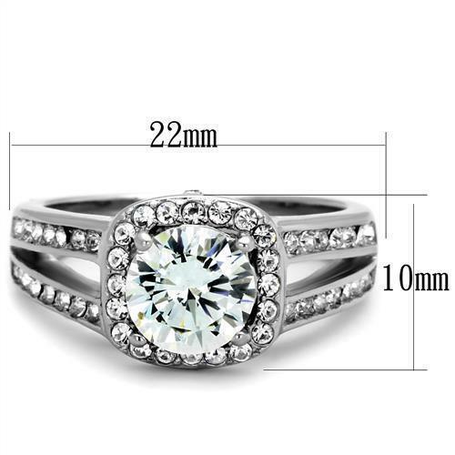 Halo Round Cut CZ Stainless Steel Engagement Halo Ring Women's 2.95 Ct - Jewelry Store by Erik Rayo