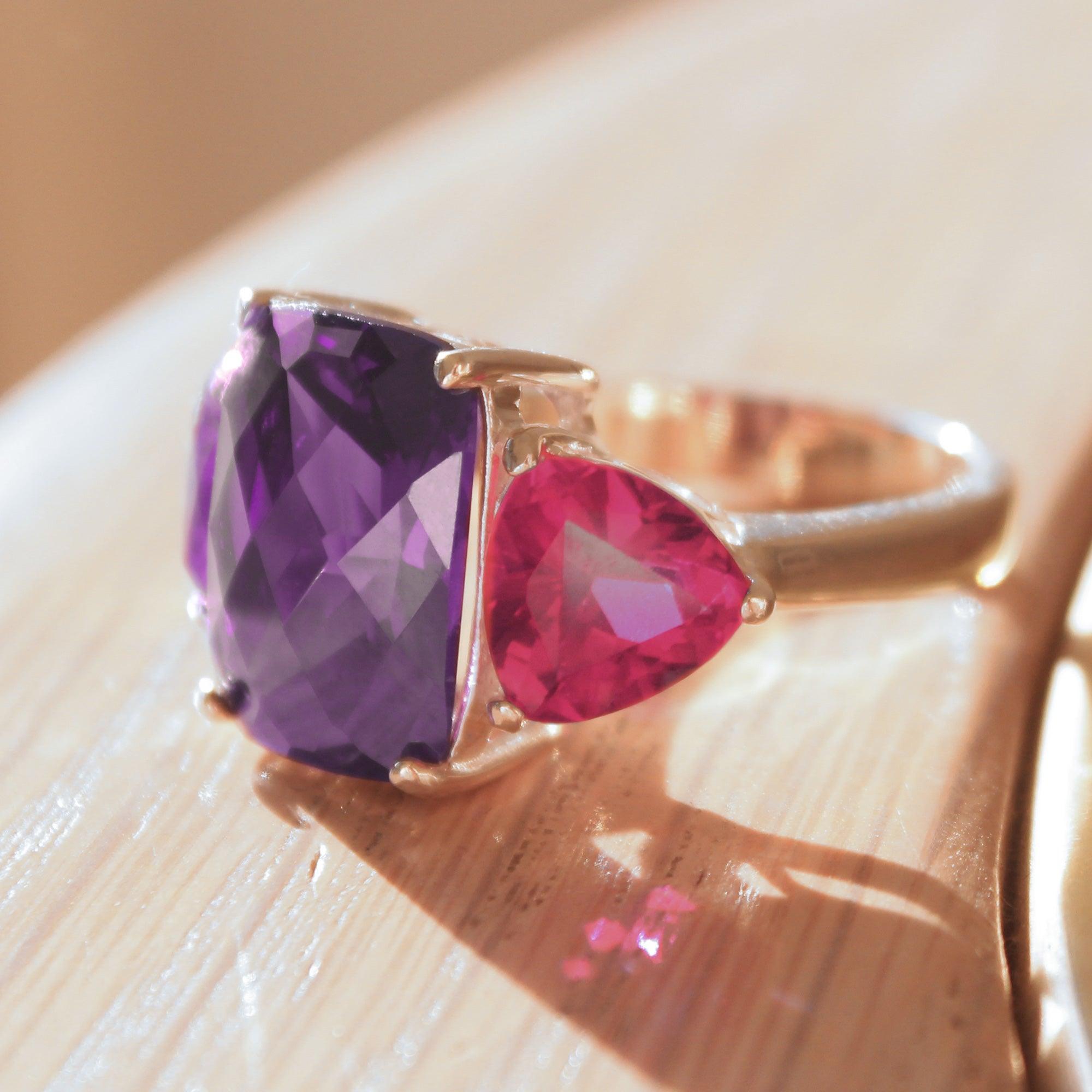 Haylee Cocktail Ring - 925 Sterling Silver, AAA CZ , Amethyst - 49702 - Jewelry Store by Erik Rayo