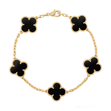 Load image into Gallery viewer, Real Solid 925 Silver Clover Bracelets Adjustable 7&quot; - 8&quot; - Available in Black, Gold, Pink, Green, and More
