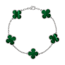 Load image into Gallery viewer, Real Solid 925 Silver Clover Bracelets Adjustable 7&quot; - 8&quot; - Available in Black, Gold, Pink, Green, and More
