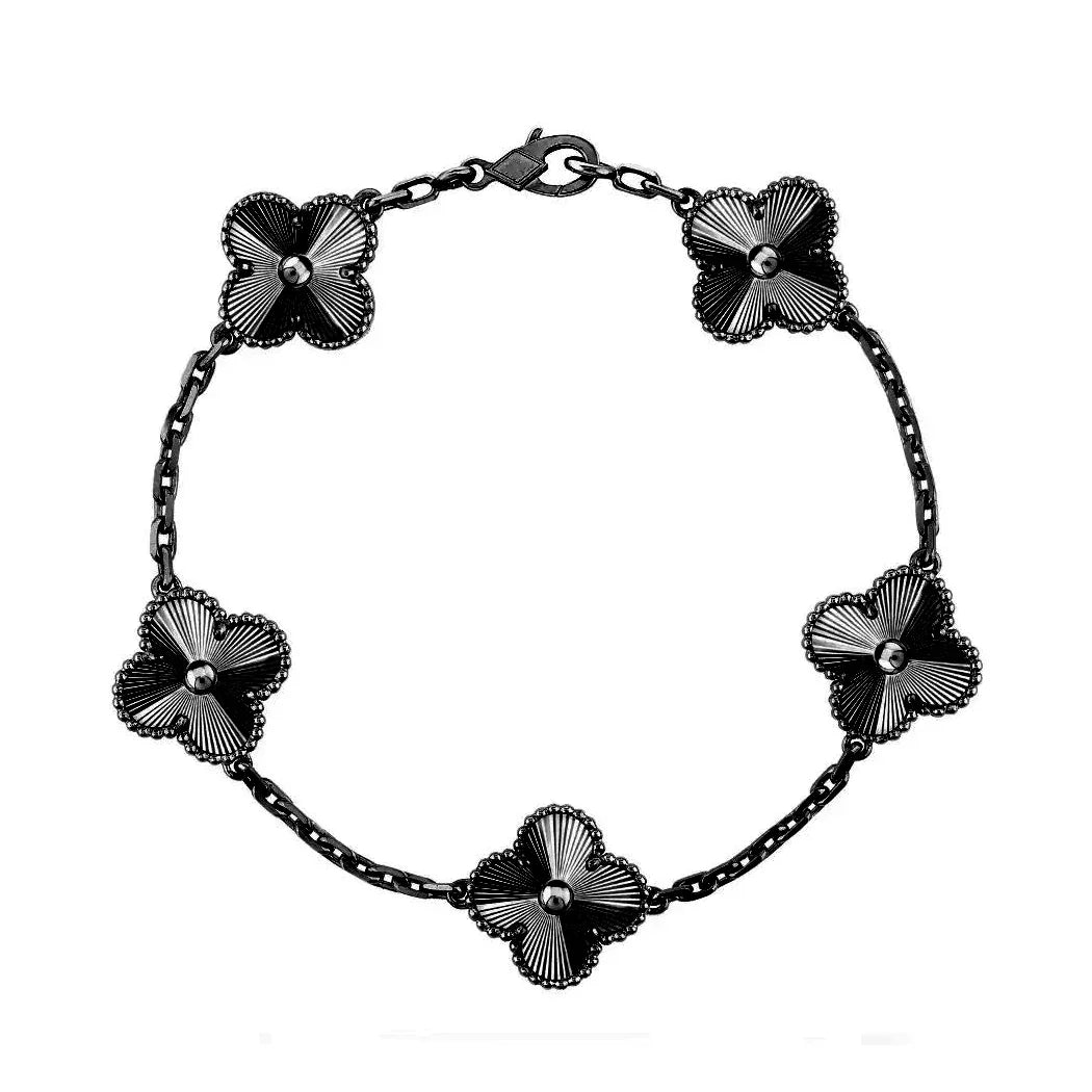 925 Silver All Black Clover Bracelets for Men and Women 6" 7" and 8" Inches Adjustable - Jewelry Store by Erik Rayo