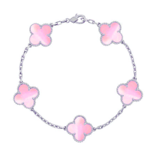 Load image into Gallery viewer, Real Solid 925 Silver Clover Bracelets Adjustable 7&quot; - 8&quot; - Available in Black, Gold, Pink, Green, and More
