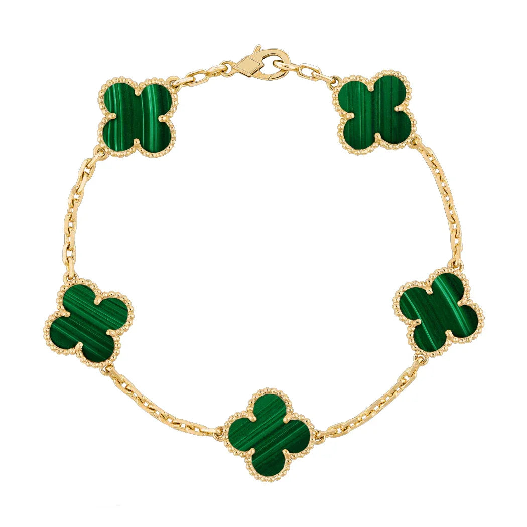 925 Silver Green and Gold Clover Bracelets for Men and Women 6" 7" and 8" Inches Adjustable - Jewelry Store by Erik Rayo