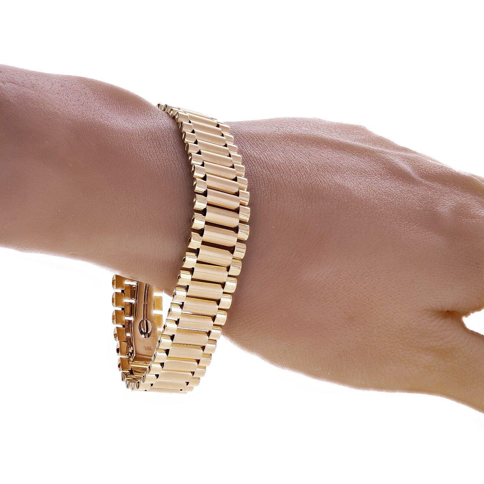 Italian 14k Yellow Gold Watch Link Bracelet 8" 15.2mm 35.5 grams - Jewelry Store by Erik Rayo