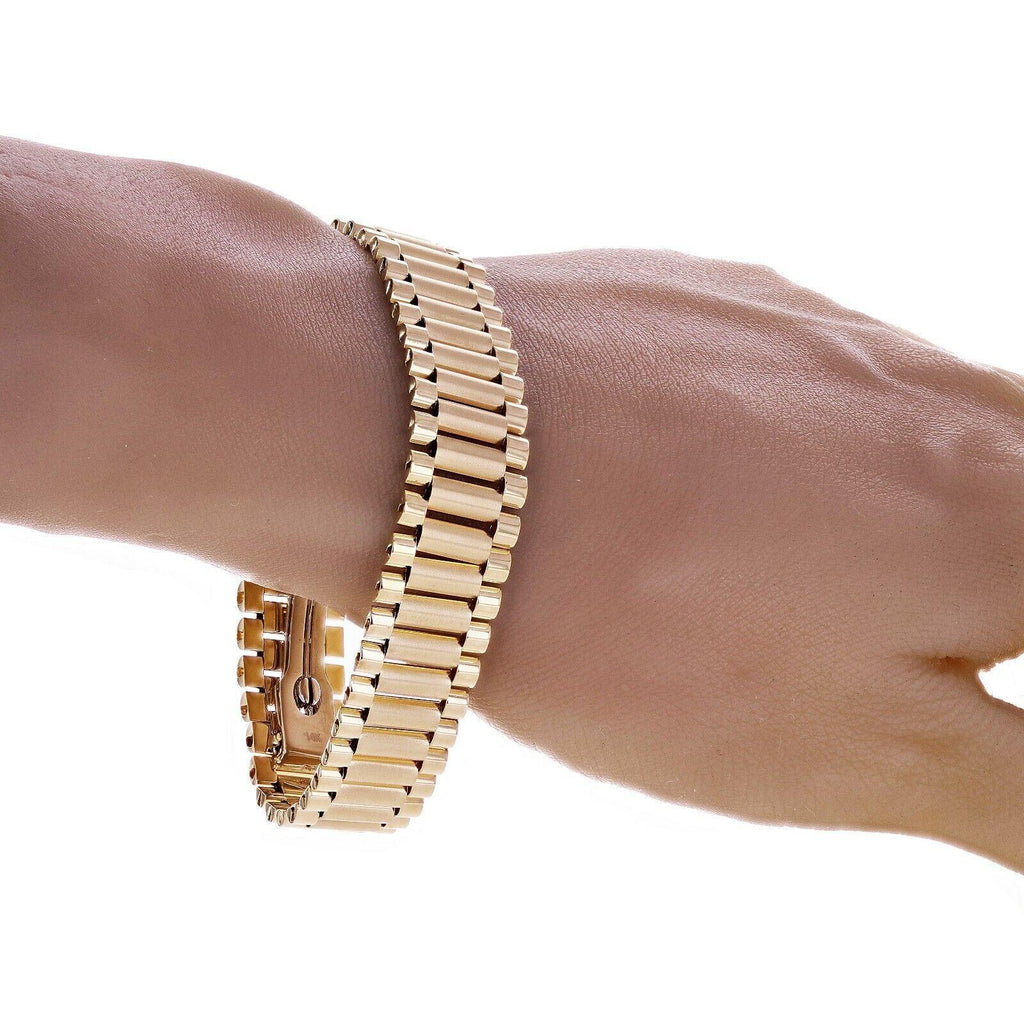 Italian 14k Yellow Gold Watch Link Bracelet 8" 15.2mm 37.4 grams - Jewelry Store by Erik Rayo