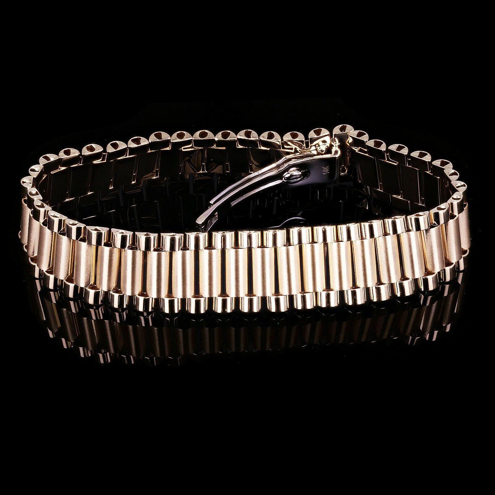 Italian 14k Yellow Gold Watch Link Bracelet 8" 15.2mm 37.4 grams - Jewelry Store by Erik Rayo