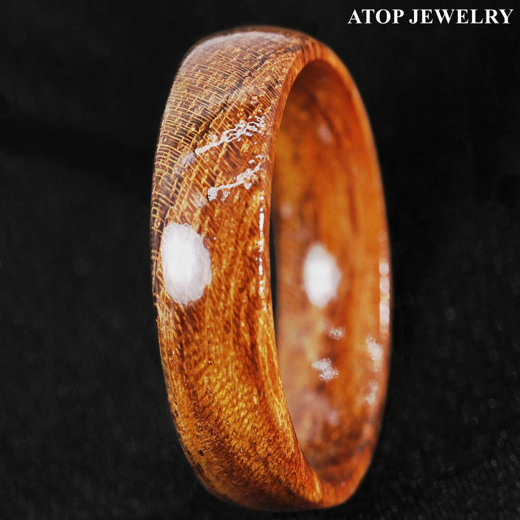 Koa Wood Domed Band Rings Domed Hawaiian Jewelry Unisex For Men and Women Anillo Para Hombres y Mujeres 6mm - Jewelry Store by Erik Rayo
