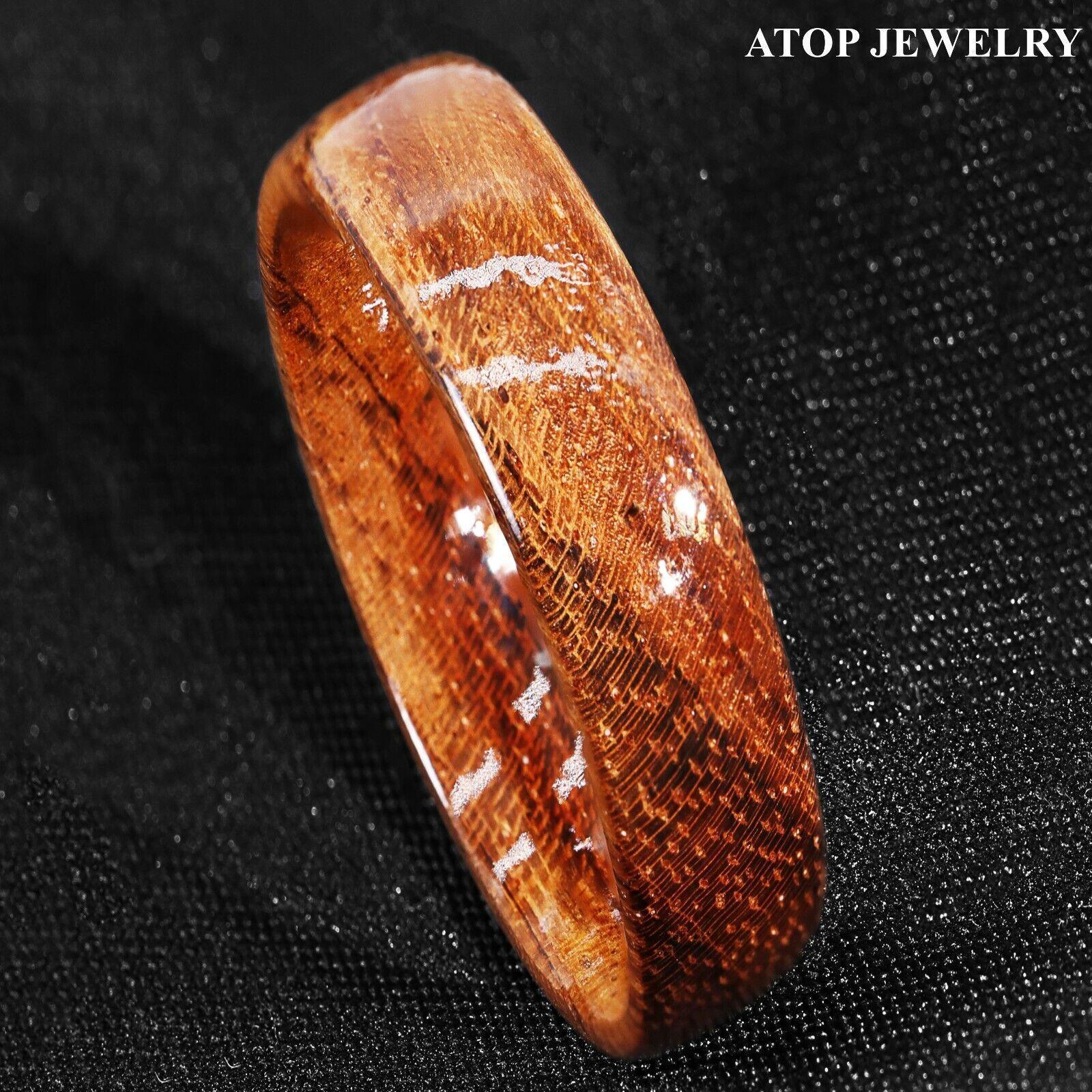 Koa Wood Domed Band Rings Domed Hawaiian Jewelry Unisex For Men and Women Anillo Para Hombres y Mujeres 6mm - Jewelry Store by Erik Rayo