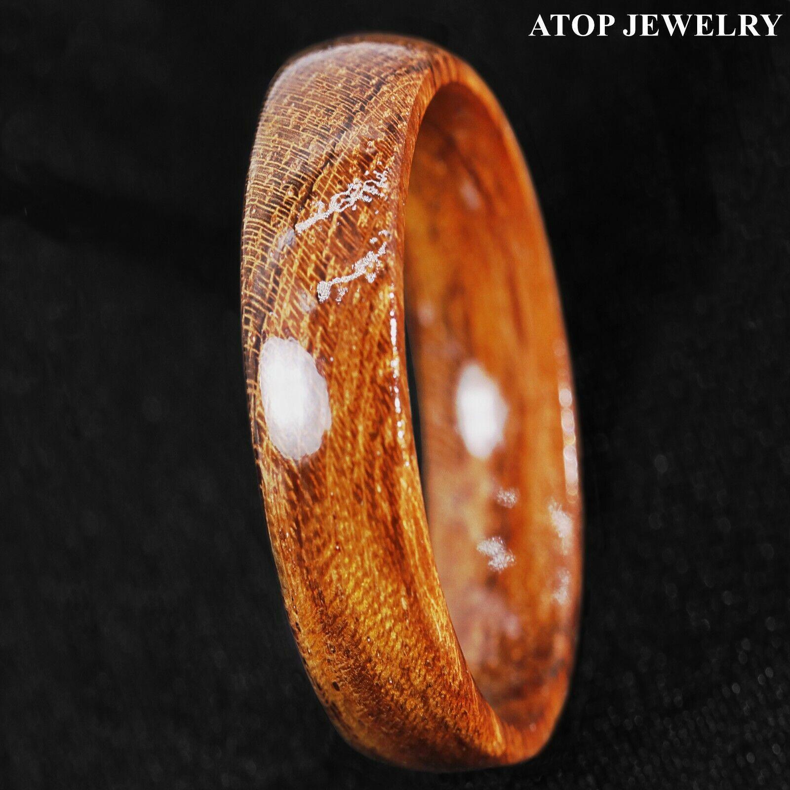 Koa Wood Domed Band Rings Domed Hawaiian Jewelry Unisex For Men and Women Anillo Para Hombres y Mujeres 6mm - Jewelry Store by Erik Rayo