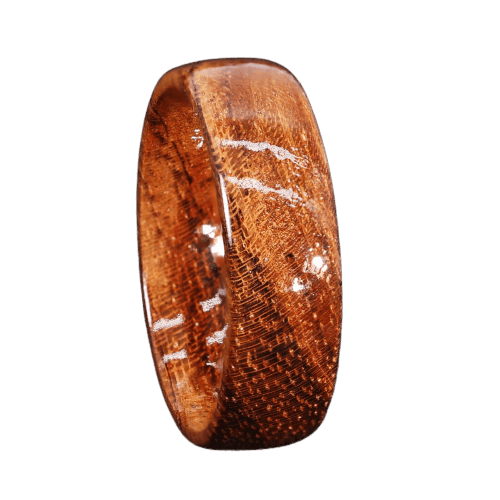 Koa Wood Domed Band Rings Domed Hawaiian Jewelry Unisex For Men and Women Anillo Para Hombres y Mujeres 8mm - Jewelry Store by Erik Rayo