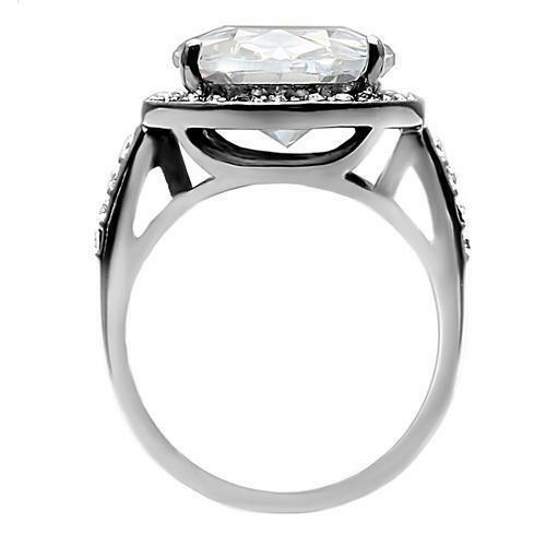 Large Oval Cut AAA CZ Stainless Steel Engagement Bold Ring Women's - Jewelry Store by Erik Rayo
