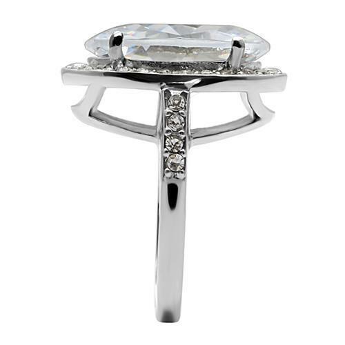 Large Oval Cut AAA CZ Stainless Steel Engagement Bold Ring Women's - Jewelry Store by Erik Rayo