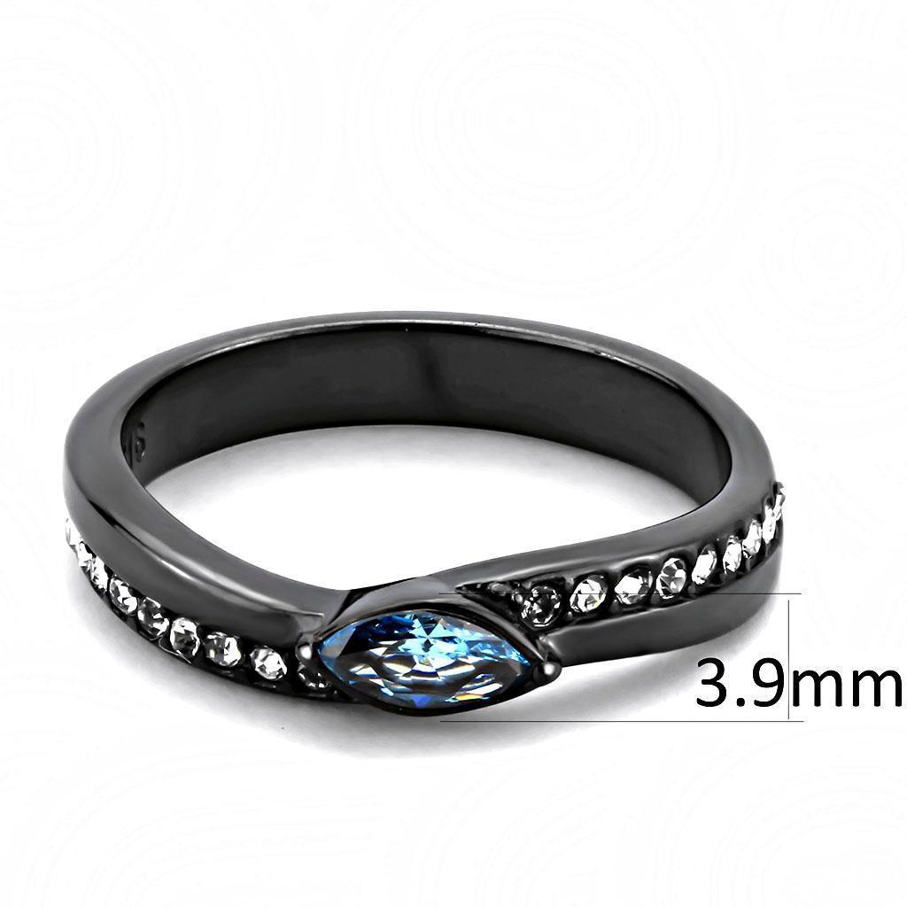 Light Black Womens Ring Anillo Para Mujer 316L Stainless Steel Ring with AAA Grade CZ in Blue Royal - Jewelry Store by Erik Rayo