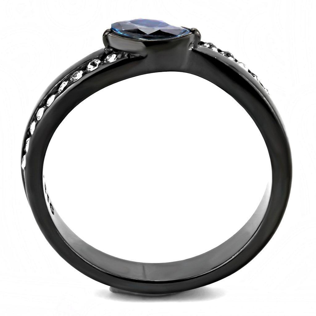 Light Black Womens Ring Anillo Para Mujer 316L Stainless Steel Ring with AAA Grade CZ in Blue Royal - Jewelry Store by Erik Rayo