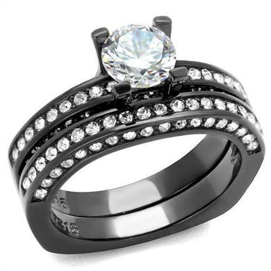 Light Black Womens Ring Anillo Para Mujer Stainless Steel Ring with AAA Grade CZ in Clear - Jewelry Store by Erik Rayo