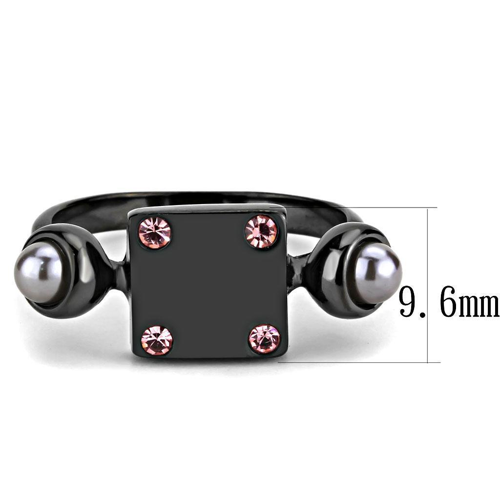 Light Black Rings for Women Anillo Para Mujer Stainless Steel Ring with Synthetic Pearl in Gray - Jewelry Store by Erik Rayo