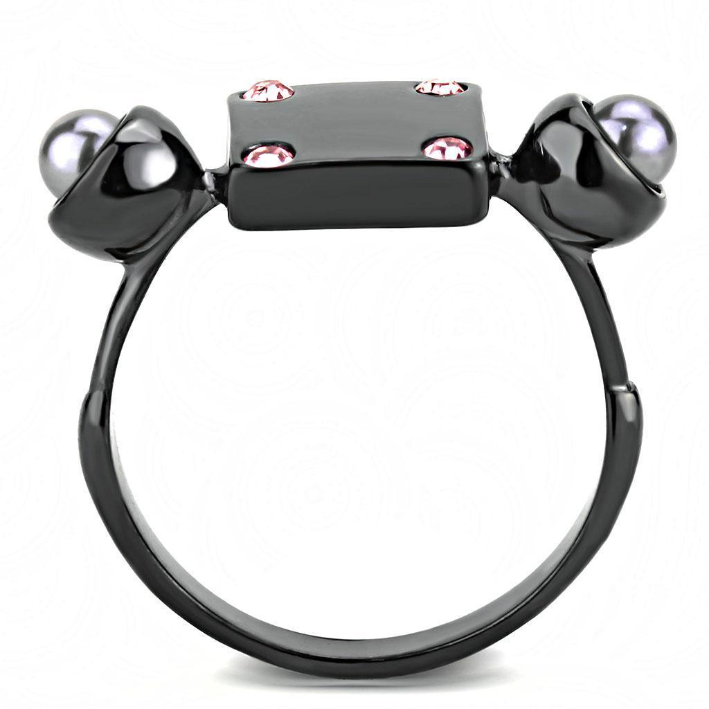 Light Black Rings for Women Anillo Para Mujer Stainless Steel Ring with Synthetic Pearl in Gray - Jewelry Store by Erik Rayo