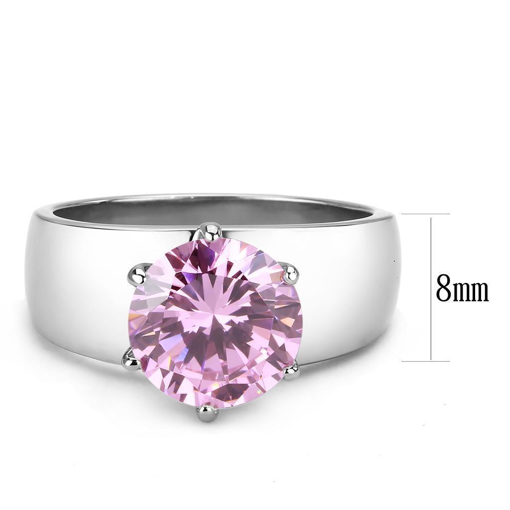 Light Pink Silver Rings for Women Solitaire Stainless Steel Zircoin Anillo RosaPlata Para Mujer Solitario Acero Inoxidable - Jewelry Store by Erik Rayo